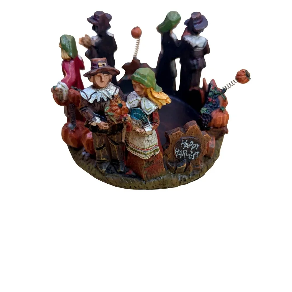 Kohls Happy Harvest Pilgrim Thanksgiving Pillar Candle Holder Fall Table Decor